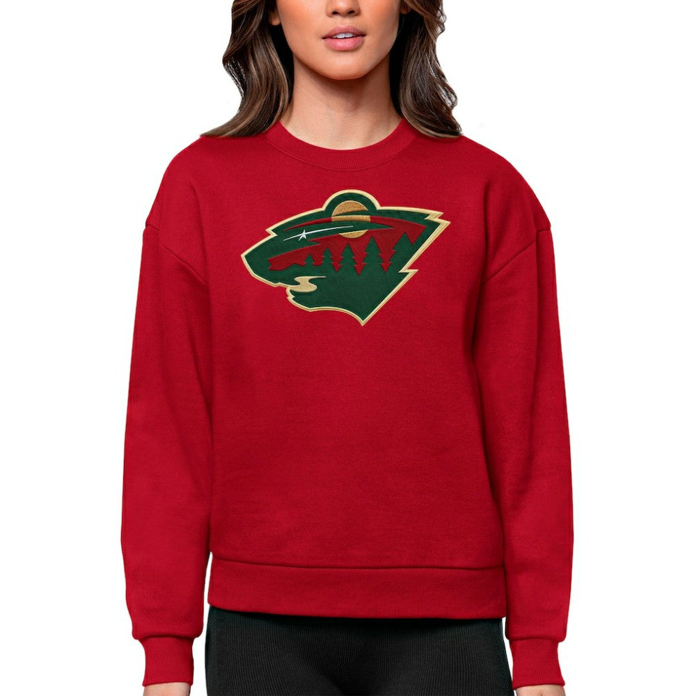 Minnesota Wild Antigua Women's Team Logo Victory Crewneck Pullover Sweatshirt - Red - NHL 5084251