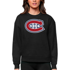 Montreal Canadiens Antigua Women's Team Logo Victory Crewneck Pullover Sweatshirt - Black - NHL 5084253