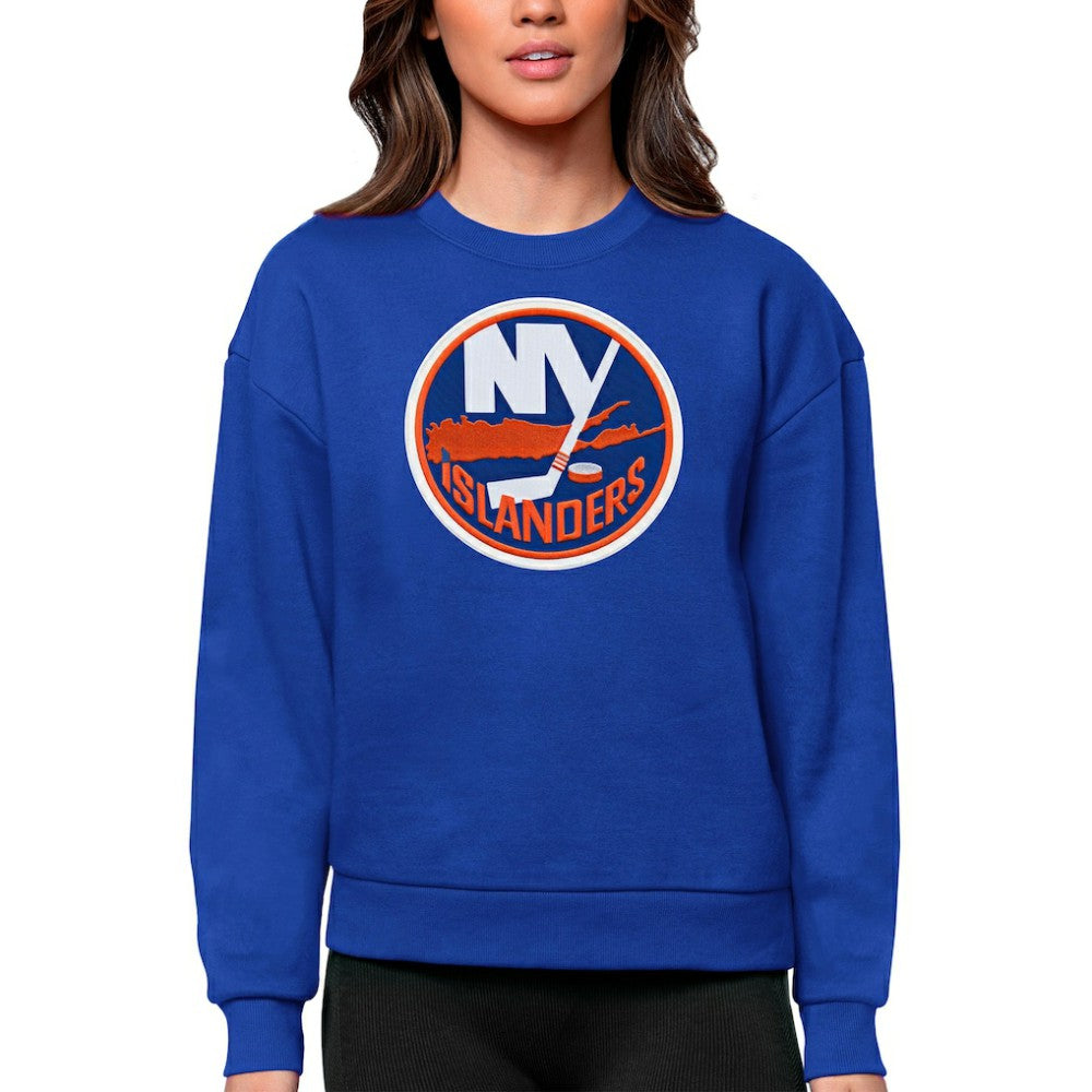 New York Islanders Antigua Women's Team Logo Victory Crewneck Pullover Sweatshirt - Royal - NHL 5084271