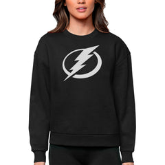 Tampa Bay Lightning Antigua Women's Team Logo Victory Crewneck Pullover Sweatshirt - Black - NHL 5084302