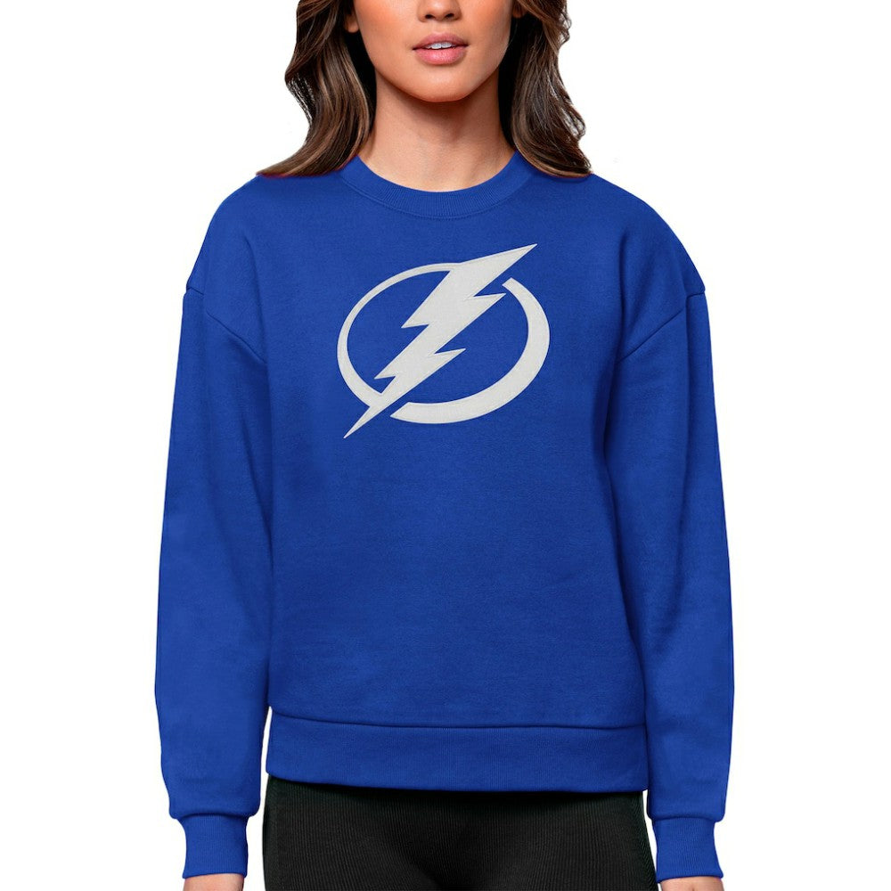 Tampa Bay Lightning Antigua Women's Team Logo Victory Crewneck Pullover Sweatshirt - Royal - NHL 5084305
