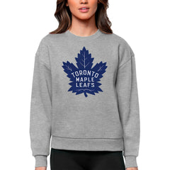 Toronto Maple Leafs Antigua Women's Team Logo Victory Crewneck Pullover Sweatshirt - Heather Gray - NHL 5084308