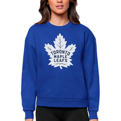 Toronto Maple Leafs Antigua Women's Team Logo Victory Crewneck Pullover Sweatshirt - Royal - NHL 5084310