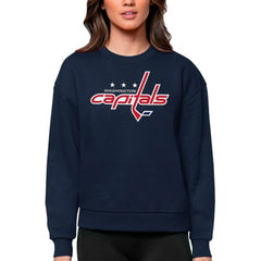 Washington Capitals Antigua Women's Team Logo Victory Crewneck Pullover Sweatshirt - Navy - NHL 5084321