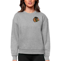 Chicago Blackhawks Antigua Women's Victory Crewneck Pullover Sweatshirt - Heather Gray - NHL 5084370