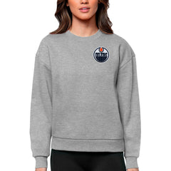 Edmonton Oilers Antigua Women's Victory Crewneck Pullover Sweatshirt - Heather Gray - NHL 5084392