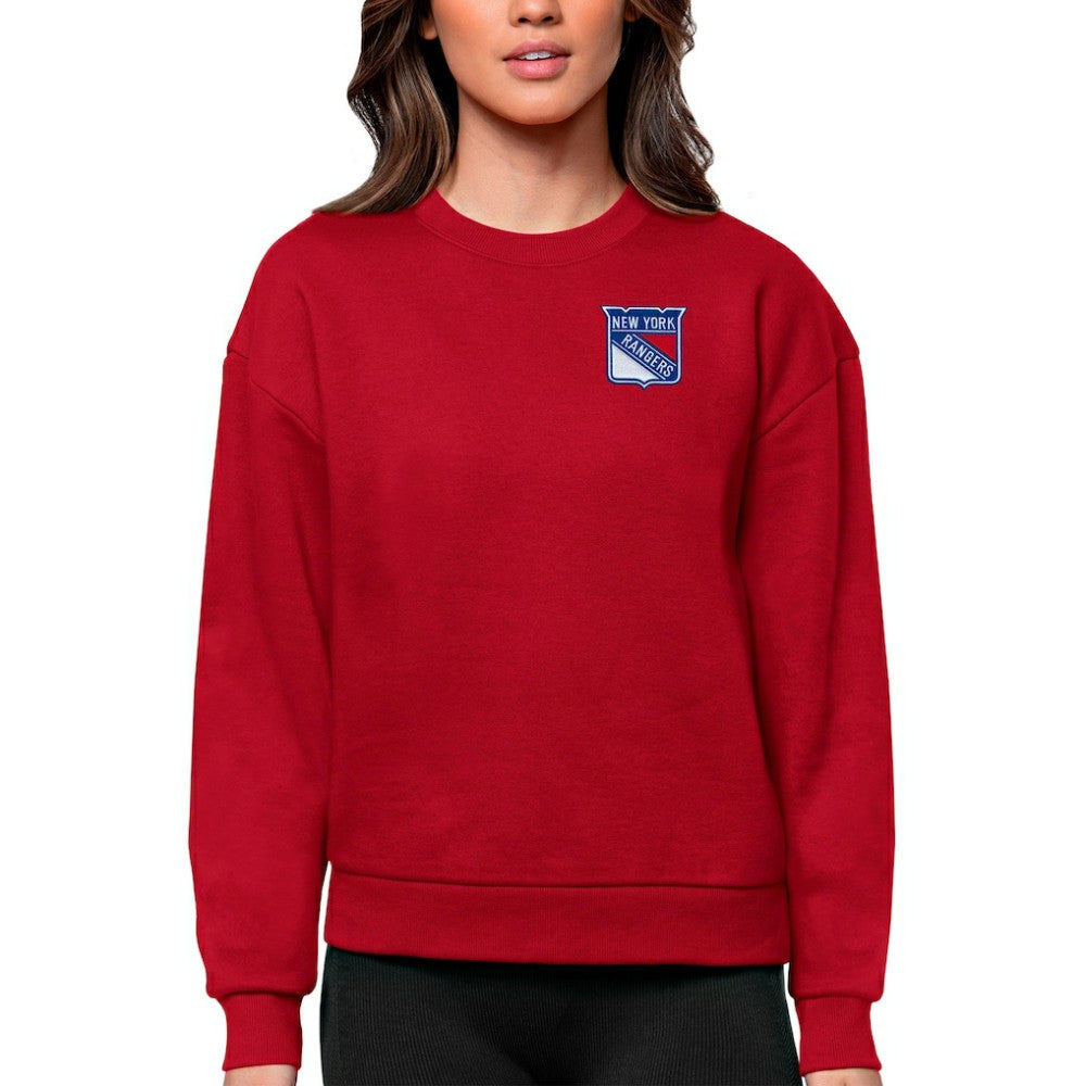 New York Rangers Antigua Women's Victory Crewneck Pullover Sweatshirt - Red - NHL 5084432