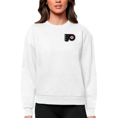 Philadelphia Flyers Antigua Women's Victory Crewneck Pullover Sweatshirt - White - NHL 5084442