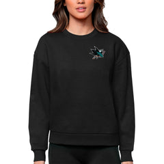 San Jose Sharks Antigua Women's Victory Crewneck Pullover Sweatshirt - Black - NHL 5084446