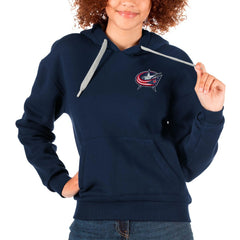 Columbus Blue Jackets Antigua Women's Victory Pullover Hoodie - Navy - NHL 5084910