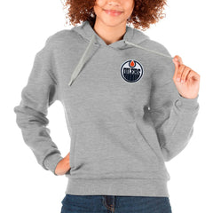 Edmonton Oilers Antigua Women's Victory Pullover Hoodie - Heather Gray - NHL 5084925