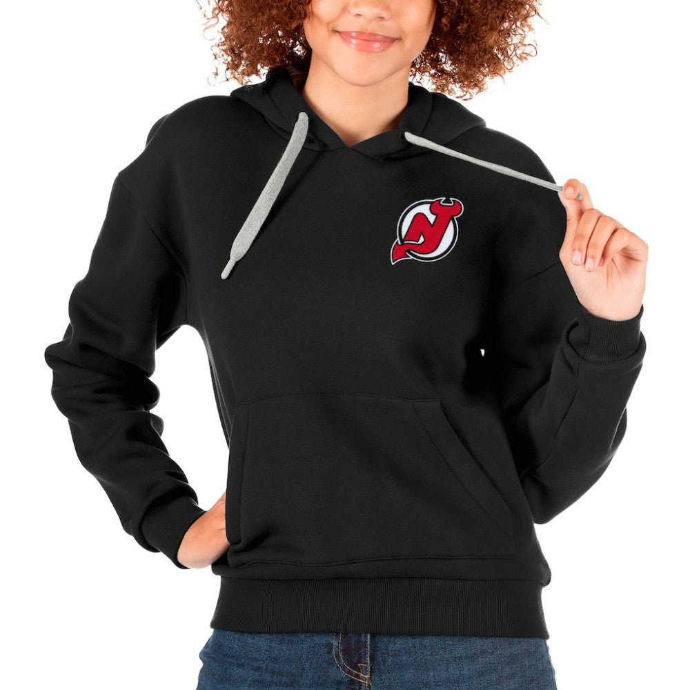 New Jersey Devils Antigua Women's Victory Pullover Hoodie - Black - NHL 5084958