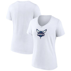 Charlotte Hornets Women's Logo V-Neck T-Shirt White