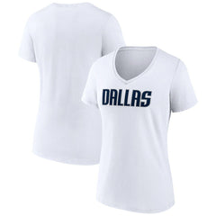 Dallas Mavericks Women's Wordmark V-Neck T-Shirt White