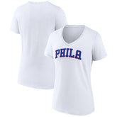 Philadelphia 76ers Women's Wordmark V-Neck T-Shirt White