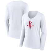 Houston Rockets Women's Logo Long Sleeve V-Neck T-Shirt White