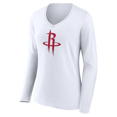 Houston Rockets Women's Logo Long Sleeve V-Neck T-Shirt White