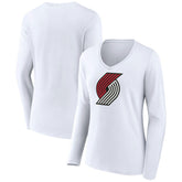 Portland Trail Blazers Women's Logo Long Sleeve V-Neck T-Shirt White