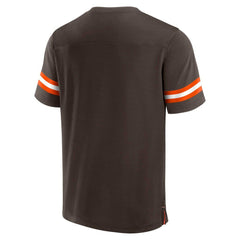 Fanatics Cleveland Browns Jersey Tackle V-Neck T-Shirt Brown