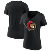 Ottawa Senators Women's Team Logo V-Neck T-Shirt - Black - NHL 5087581