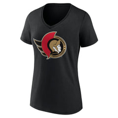 Ottawa Senators Women's Team Logo V-Neck T-Shirt - Black - NHL 5087581
