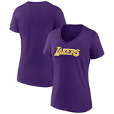 Los Angeles Lakers Women's Wordmark V-Neck T-Shirt Purple