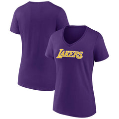 Los Angeles Lakers Women's Wordmark V-Neck T-Shirt Purple