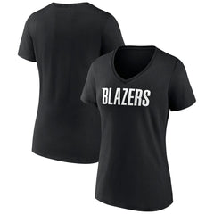 Portland Trail Blazers Women's Wordmark V-Neck T-Shirt Black