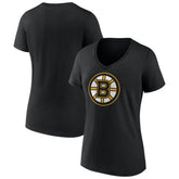Boston Bruins Women's Team Logo V-Neck T-Shirt - Black - NHL 5088094