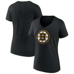 Boston Bruins Women's Team Logo V-Neck T-Shirt - Black - NHL 5088094