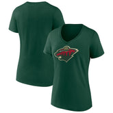 Minnesota Wild Women's Team Logo V-Neck T-Shirt - Green - NHL 5088105