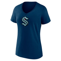 Seattle Kraken Women's Team Logo V-Neck T-Shirt - Navy - NHL 5088112