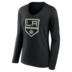 Los Angeles Kings Women's Team Logo Long Sleeve V-Neck T-Shirt - Black - NHL 5088125