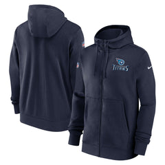 Nike Tennessee Titans 2023/24 Sideline Club Full-Zip Hoodie Navy