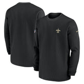 Nike New Orleans Saints 2023 Sideline Throwback Heavy Brushed Waffle Long Sleeve Top Black