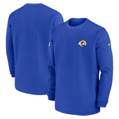 Nike Los Angeles Rams 2023 Sideline Throwback Heavy Brushed Waffle Long Sleeve Top Royal