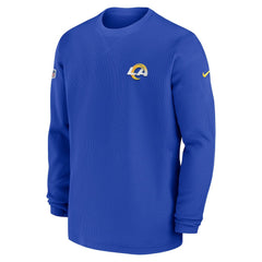 Nike Los Angeles Rams 2023 Sideline Throwback Heavy Brushed Waffle Long Sleeve Top Royal