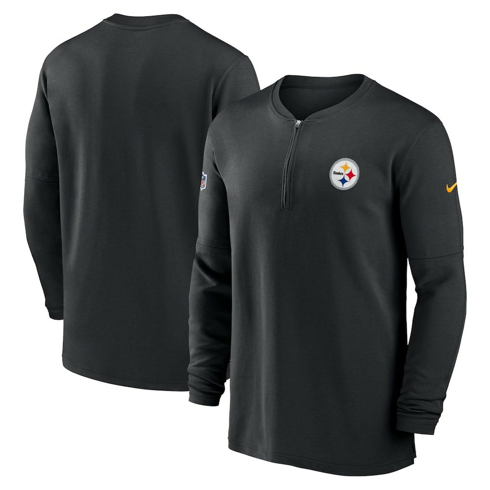 Nike Pittsburgh Steelers 2023 Sideline Performance Long Sleeve Tri-Blend Quarter-Zip Top Black
