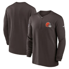 Nike Cleveland Browns 2023 Sideline Performance Long Sleeve Tri-Blend Quarter-Zip Top Brown