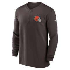 Nike Cleveland Browns 2023 Sideline Performance Long Sleeve Tri-Blend Quarter-Zip Top Brown