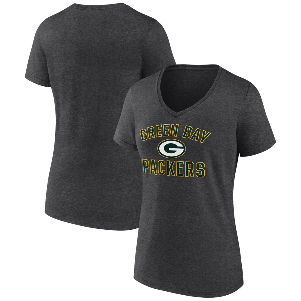 Green Bay Packers Women's Victory Arch Team V-Neck T-Shirt Charcoal