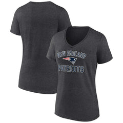 New England Patriots Women's Victory Arch Team V-Neck T-Shirt Charcoal