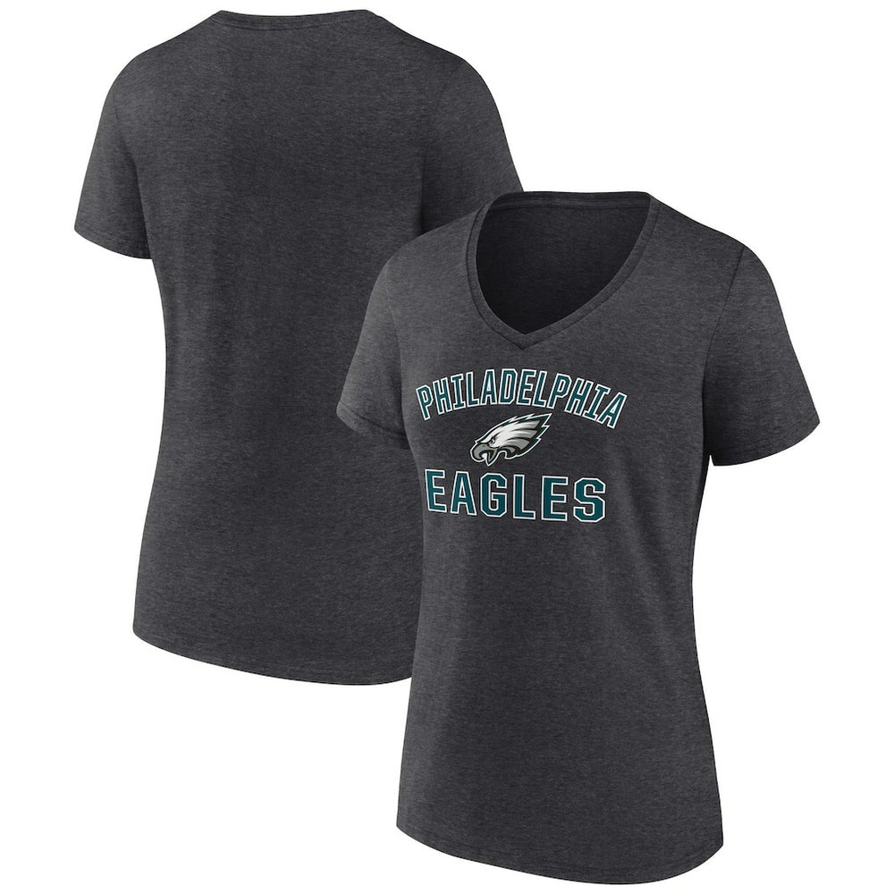 Philadelphia Eagles Women's Victory Arch Team V-Neck T-Shirt Charcoal