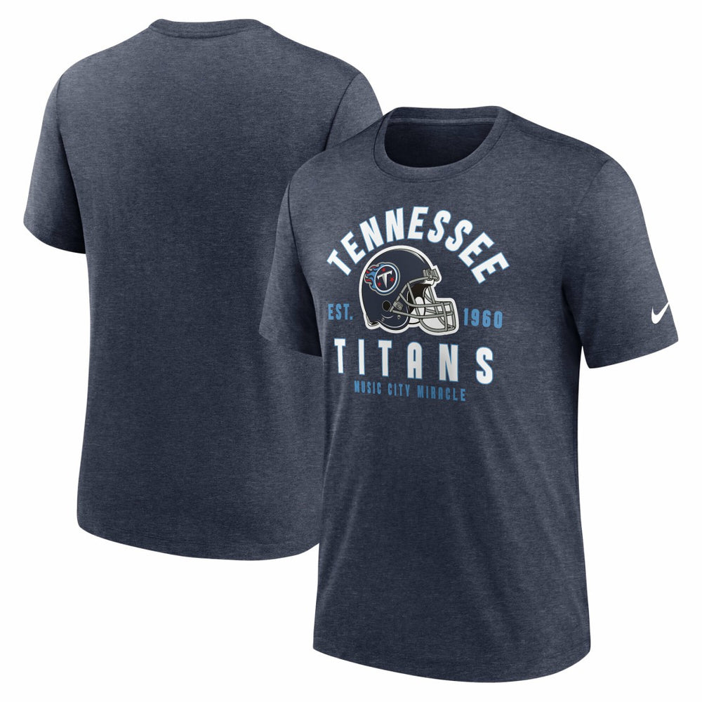 Nike Tennessee Titans Helmet Tri-Blend T-Shirt Heather Navy