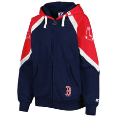 Boston Red Sox Starter Women's Hail Mary Full-Zip Hoodie - Navy/Red - MLB Discount