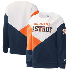 Houston Astros Starter Women's Shutout Pullover Sweatshirt - White/Navy - MLB Discount