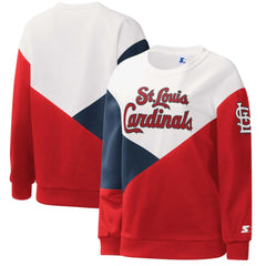 St. Louis Cardinals Starter Women's Shutout Pullover Sweatshirt - White/Red - MLB Lifestyle