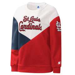 St. Louis Cardinals Starter Women's Shutout Pullover Sweatshirt - White/Red - MLB Lifestyle
