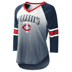 Minnesota Twins G-III 4Her by Carl Banks Women's Lead-Off Raglan 3/4-Sleeve V-Neck T-Shirt - White/Navy - MLB on Sale