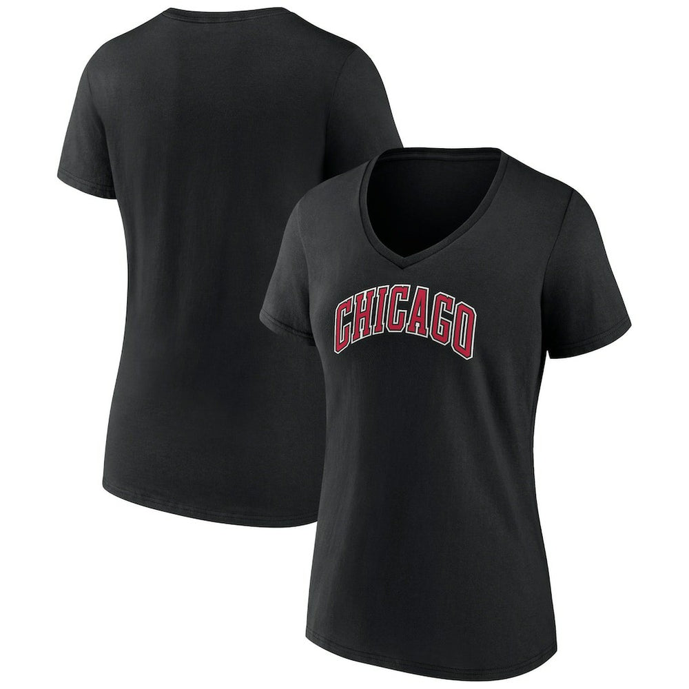 Chicago Bulls Women's Alternate Logo V-Neck T-Shirt Black